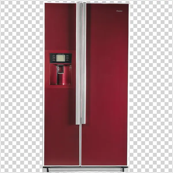 Red Haier Side-by-Side Refrigerator PNG Transparent Background