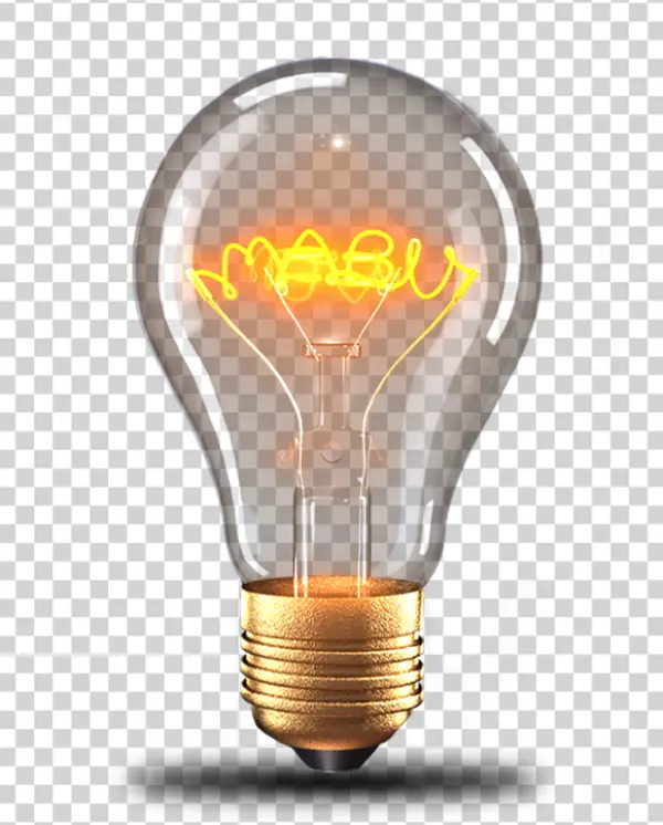 Glowing Lightbulb with MABU Text PNG Transparent Background