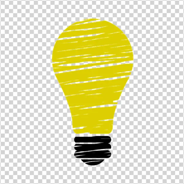Yellow Sketchy Lightbulb PNG Transparent Background