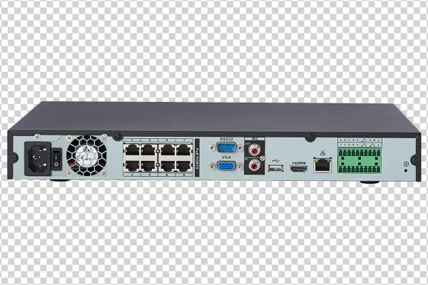 NVR Back Panel with PoE Ports PNG Transparent