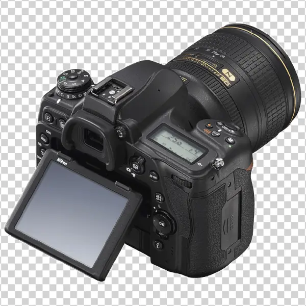 Nikon DSLR Camera with Lens PNG Transparent Background