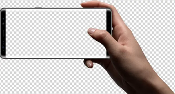 Hand Holding Horizontal Smartphone PNG Transparent