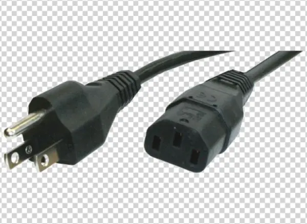 Computer Power Cable PNG Transparent Background
