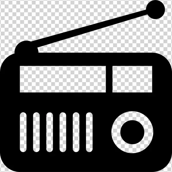 Black Radio Icon with Antenna PNG Transparent