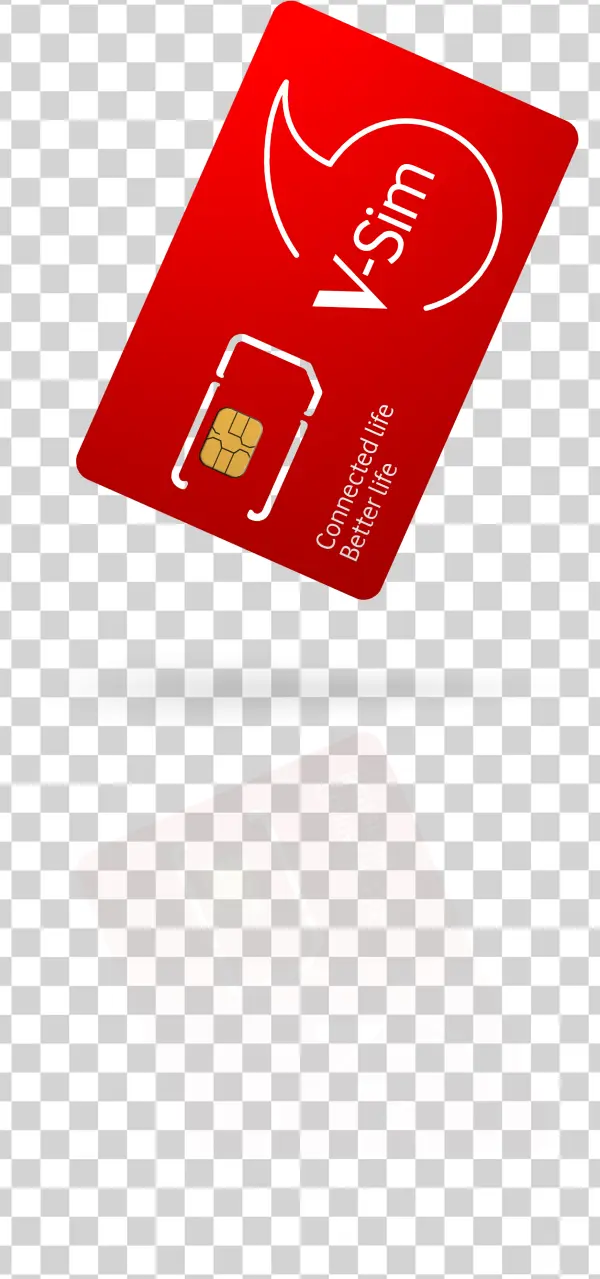 Red V-Sim Card PNG Transparent Background