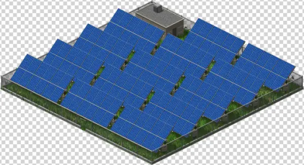 Isometric Solar Panel Farm PNG Transparent Background