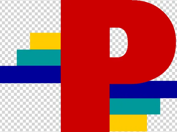 Red Letter P with Colorful Horizontal Bars PNG
