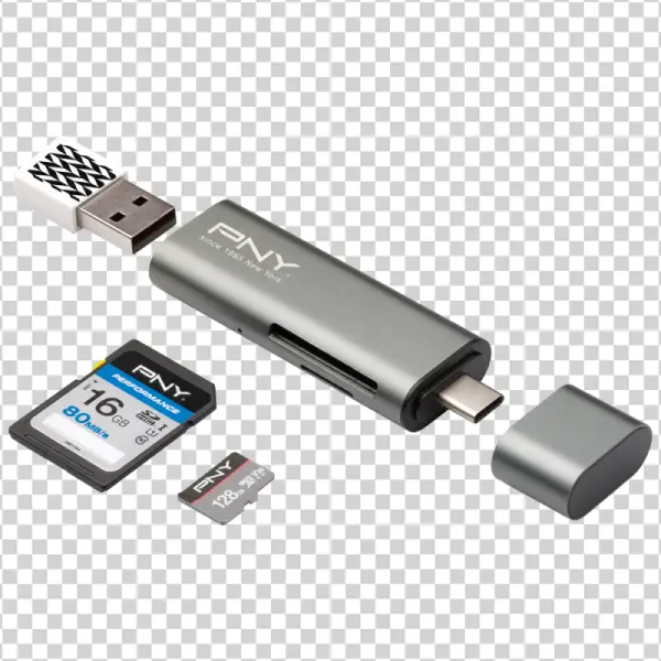 PNY Multi-Card Reader with SD and MicroSD Cards PNG