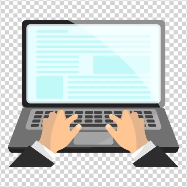 Hands Typing on Laptop PNG Transparent Background