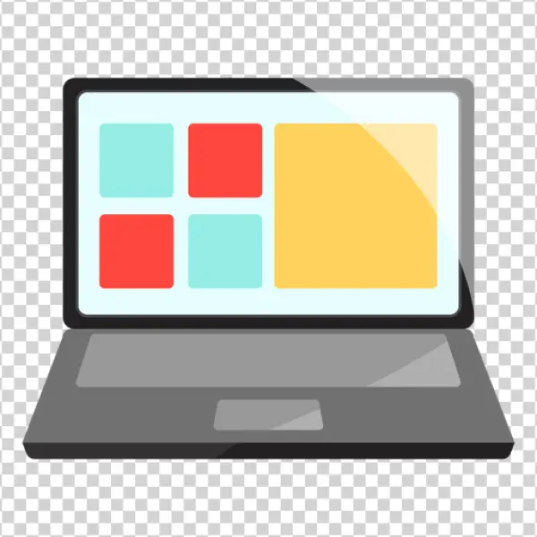 Laptop with Website Interface PNG Transparent Background