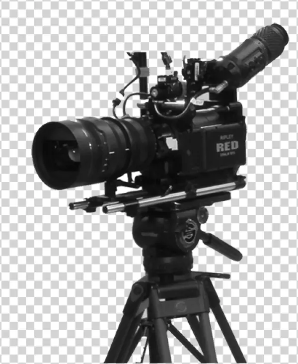Professional RED Cinema Camera on Tripod PNG