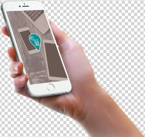 Hand Holding White Smartphone Transparent Background