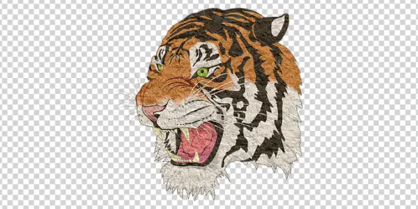 Fierce Textured Tiger Head PNG Transparent Background