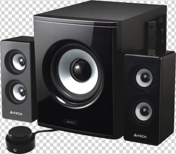 Black 2.1 Speaker System with Subwoofer PNG Transparent Background