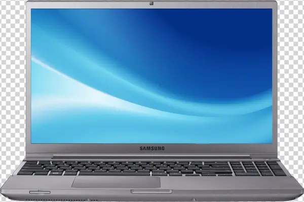 Samsung Laptop with Blue Screen Transparent Background