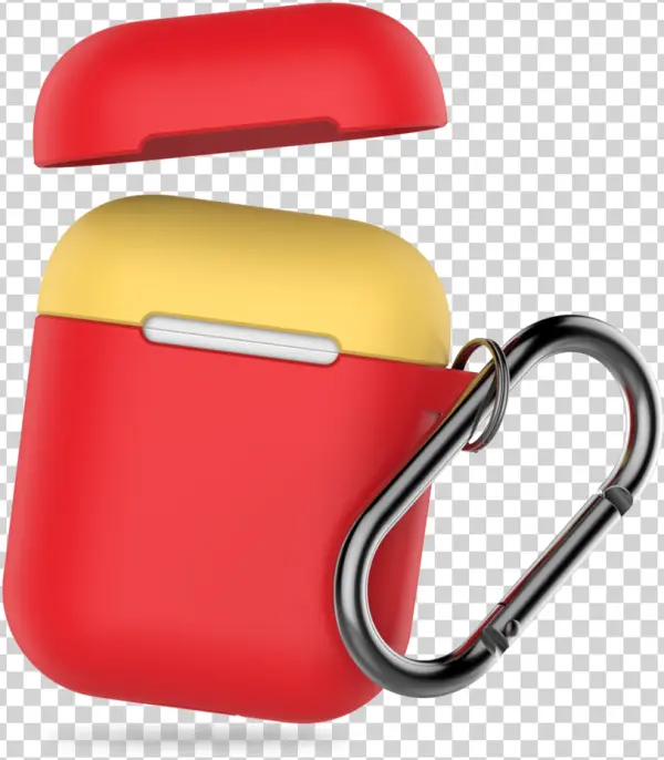 Red and Yellow AirPods Case with Carabiner PNG