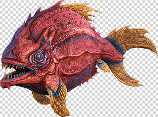 Red and Gold Fantasy Fish PNG Transparent Background