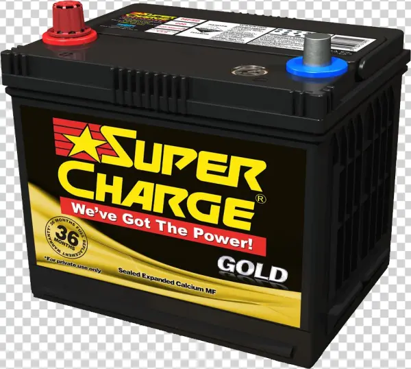 Super Charge Gold Car Battery PNG Transparent Background