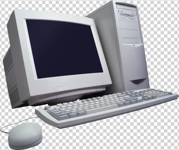 Old Desktop Computer Setup PNG Transparent Background