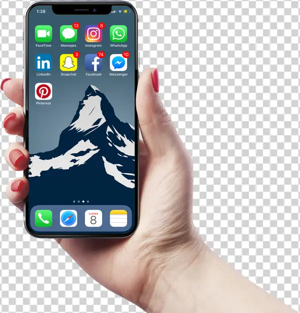 Hand Holding iPhone Social Media Apps PNG