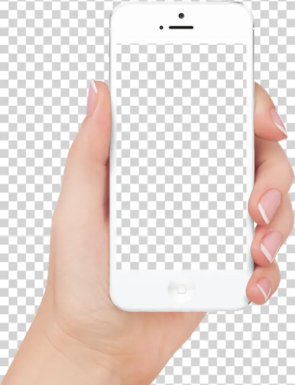 White Smartphone Held in Hand PNG Transparent Background
