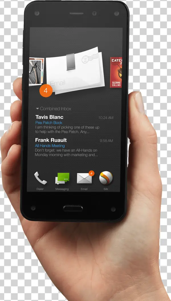 Hand Holding Black Smartphone with Email Inbox PNG Transparent