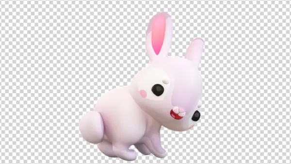 Cute Pink Bunny 3D Render PNG