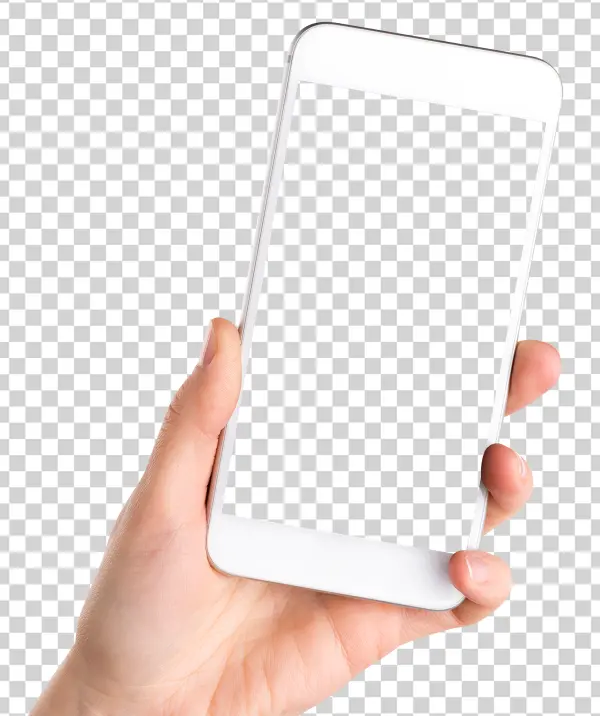 White Smartphone in Hand PNG Transparent Background