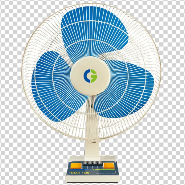 White and Blue Table Fan PNG Transparent Background