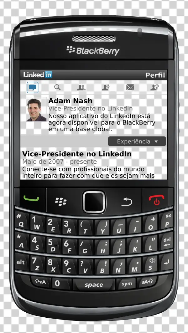 BlackBerry Phone with LinkedIn App PNG Transparent Background