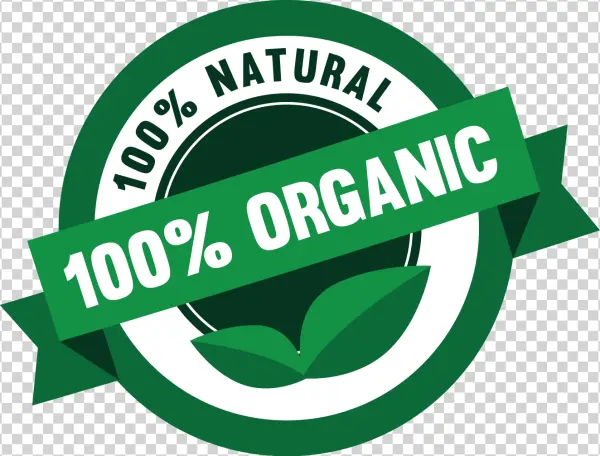 100% Natural Organic Badge PNG Transparent Background