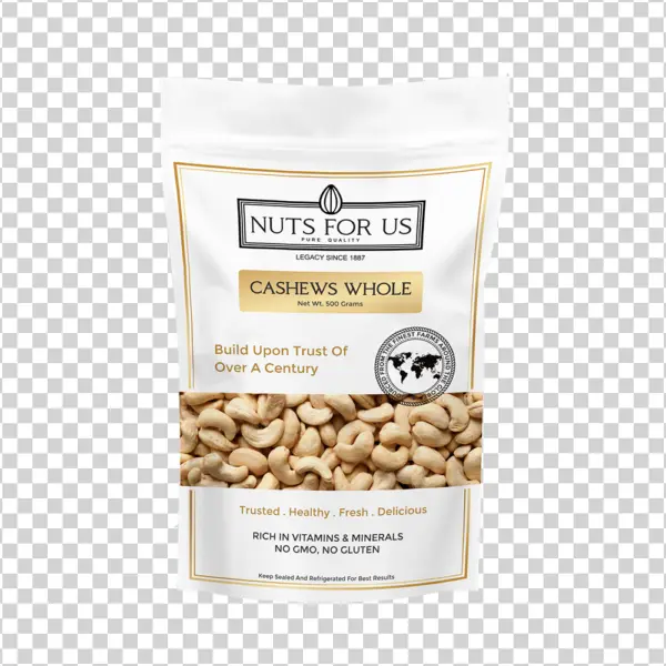 Nuts For Us Cashews Whole Package PNG Transparent Background