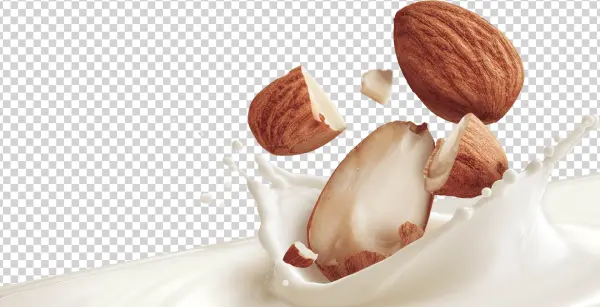 Almonds and Milk Splash PNG Transparent