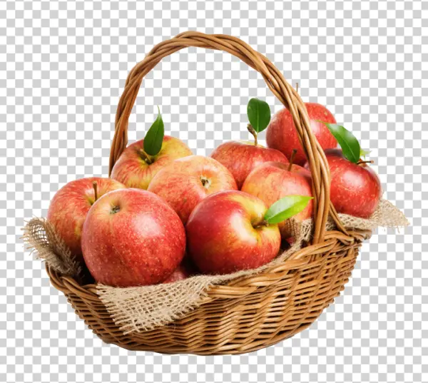 Red Apples in a Basket Transparent PNG
