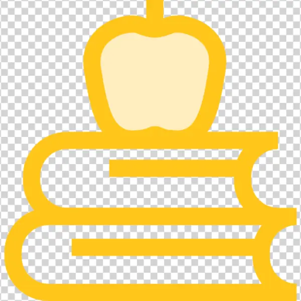 Apple on Stack of Books Icon PNG Transparent