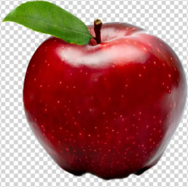 Red Apple with Green Leaf PNG Transparent Background