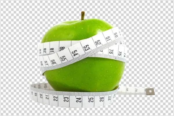 Green Apple with Measuring Tape PNG Transparent Background