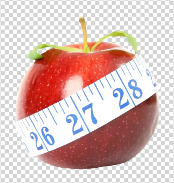 Red Apple with Measuring Tape PNG Transparent
