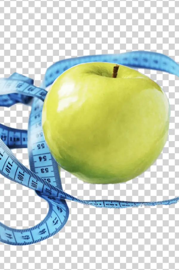 Green Apple with Measuring Tape PNG Transparent Background