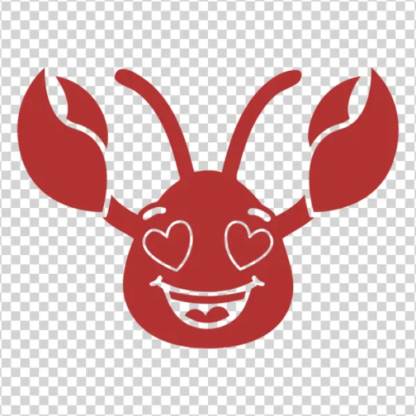 Red Lobster with Heart Eyes PNG Transparent Background