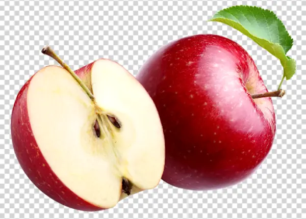 Red Apple Whole and Half PNG Transparent Background