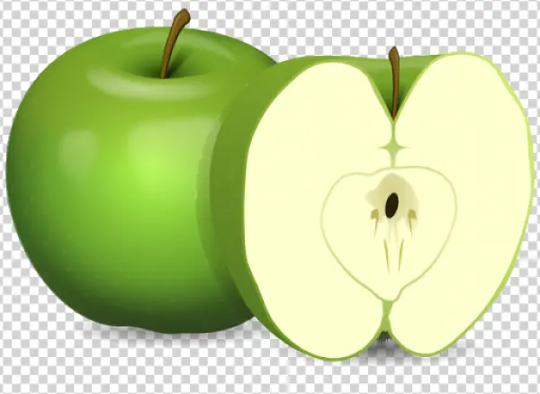 Green Apple Whole and Half PNG Transparent Background