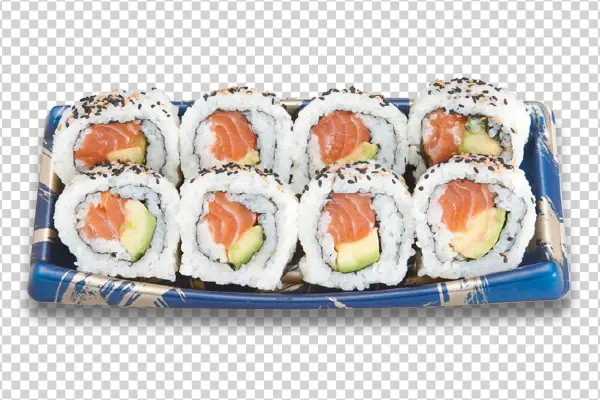 Salmon Avocado Sushi Rolls PNG Transparent