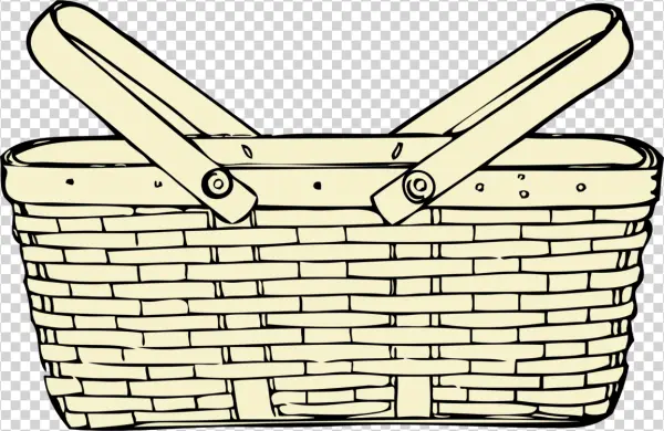 Woven Picnic Basket Outline PNG Transparent