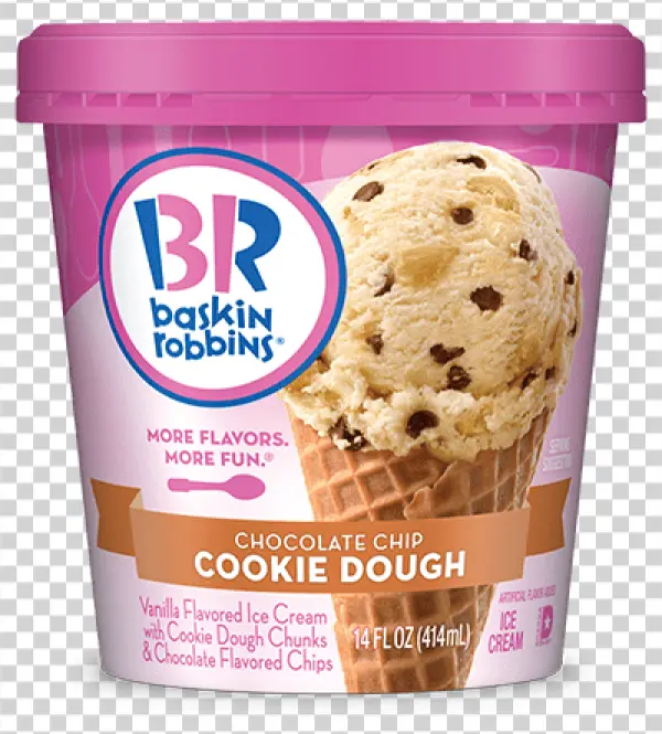 Baskin Robbins Chocolate Chip Cookie Dough Ice Cream Pint PNG
