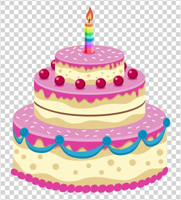 Colorful Three-Tier Birthday Cake PNG