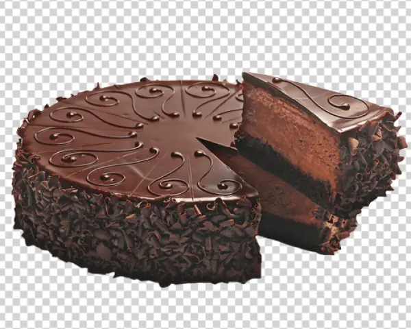 Chocolate Fudge Cake with Slice PNG Transparent