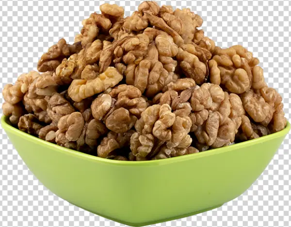 Walnuts in Green Bowl PNG Transparent Background