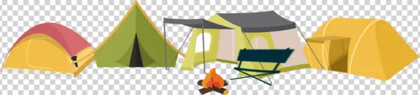Camping Tents and Campfire Illustration PNG