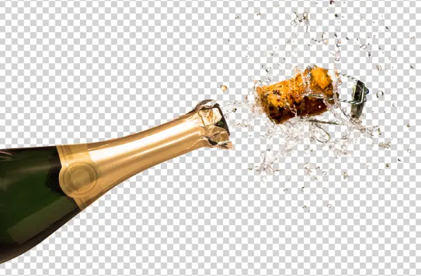 Champagne Bottle Popping with Splash PNG